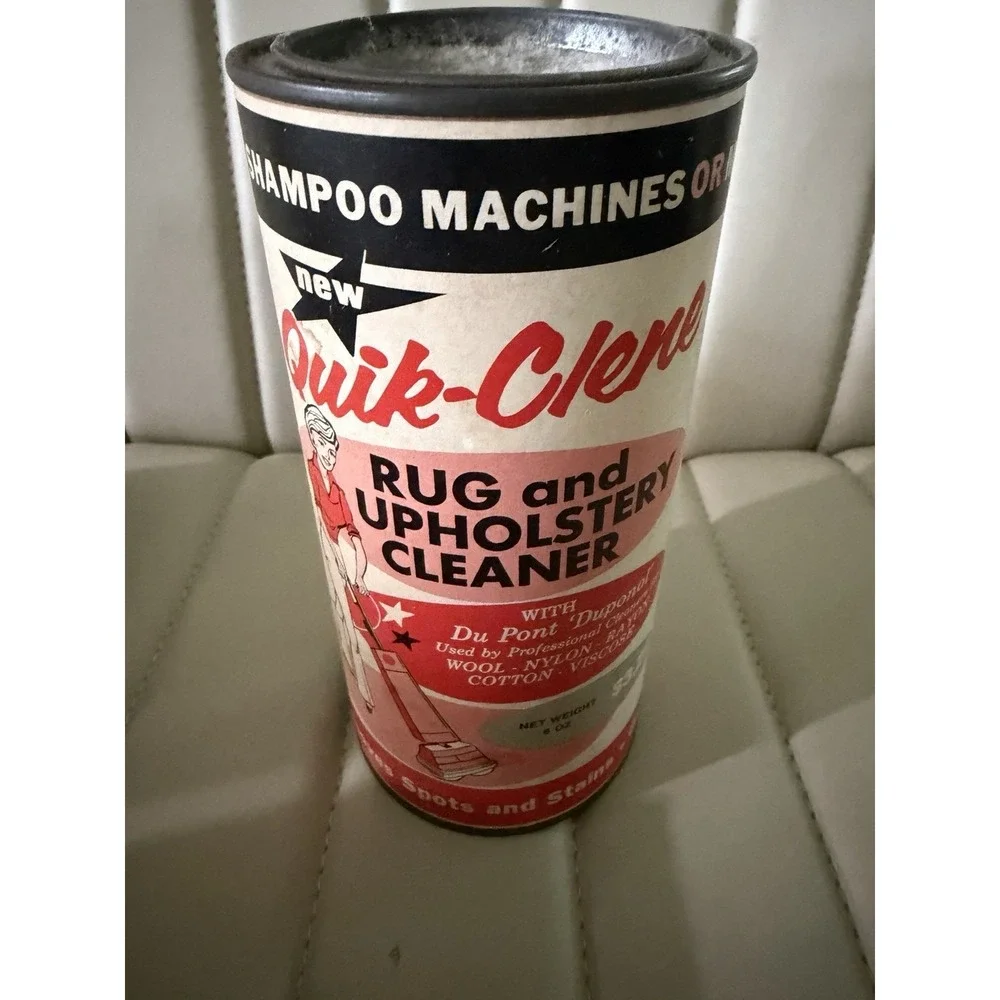 Vintage Mid Century Quick-Clean Carpet Cleaner 1/2 Full Metal Can 50s Rusted USA